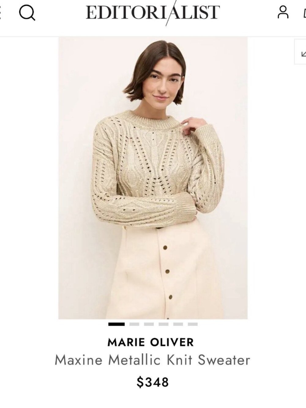 Marie Oliver Maxine Sweater Size Small Excellent Metallic Gold Designer